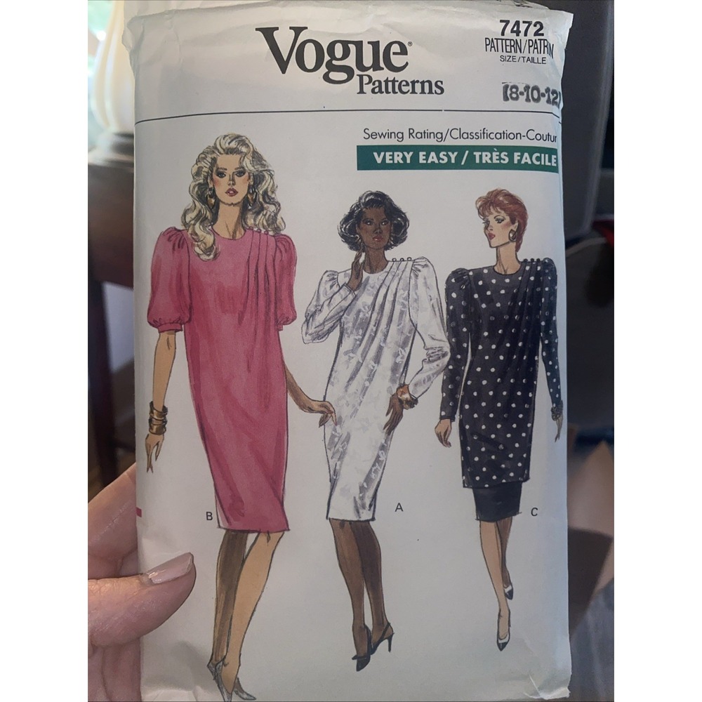 Vintage Vogue 7472 80s Rocker Dress Tunic Skirt Sewing Pattern Cut Size 12
